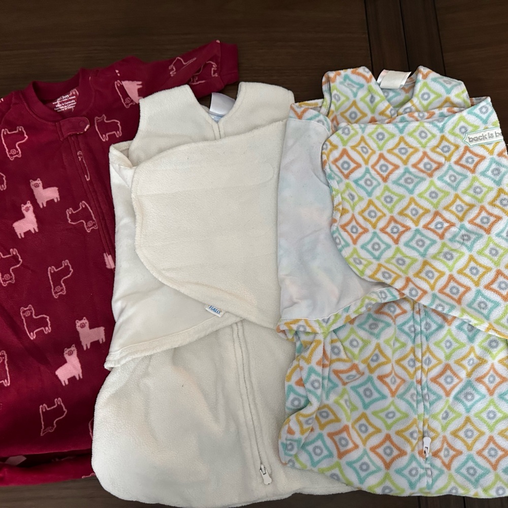Set of 3 fleece sleep sacks